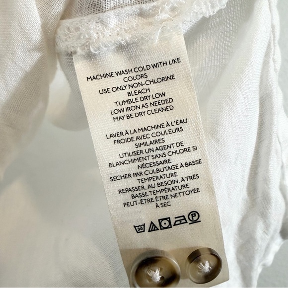 Anthropologie Pilcro White Linen Boxy Shirt XS Oversized Button Front Minimalist - Picture 6 of 8